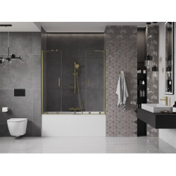 Mexen Velar Duo Kádparaván 2 részes  csúszó 140 x 150 cm,  átlátszó nano, arany - 896-140-000-02-50 Kádparaván