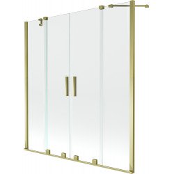 Mexen Velar Duo Kádparaván 2 részes  csúszó 140 x 150 cm,  átlátszó nano, arany - 896-140-000-02-50 Kádparaván Fürdökád Mexen