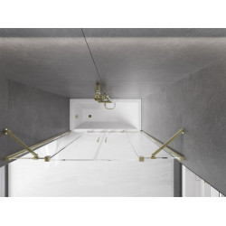 Mexen Velar Duo Kádparaván 2 részes  csúszó 150 x 150 cm,  átlátszó nano, arany - 896-150-000-02-50 Kádparaván