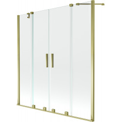 Mexen Velar Duo Kádparaván 2 részes  csúszó 150 x 150 cm,  átlátszó nano, arany - 896-150-000-02-50 Kádparaván Fürdökád Mexen