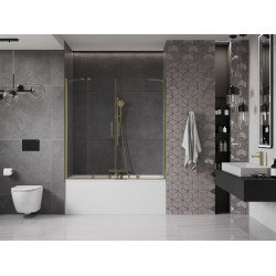 Mexen Velar Duo Kádparaván 2 részes  csúszó 150 x 150 cm,  átlátszó nano, arany - 896-150-000-02-50 Kádparaván