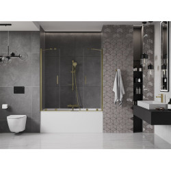 Mexen Velar Duo Kádparaván 2 részes  csúszó 160 x 150 cm,  átlátszó nano, arany - 896-160-000-02-50 Kádparaván