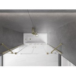 Mexen Velar Duo Kádparaván 2 részes  csúszó 160 x 150 cm,  átlátszó nano, arany - 896-160-000-02-50 Kádparaván