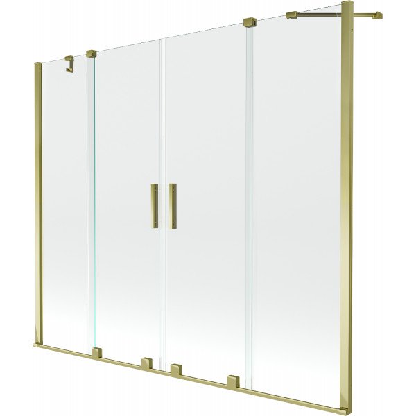 Mexen Velar Duo Kádparaván 2 részes  csúszó 170 x 150 cm,  átlátszó nano, arany - 896-170-000-02-50 Kádparaván