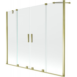 Mexen Velar Duo Kádparaván 2 részes  csúszó 180 x 150 cm,  átlátszó nano, arany - 896-180-000-02-50 Kádparaván Fürdökád Mexen