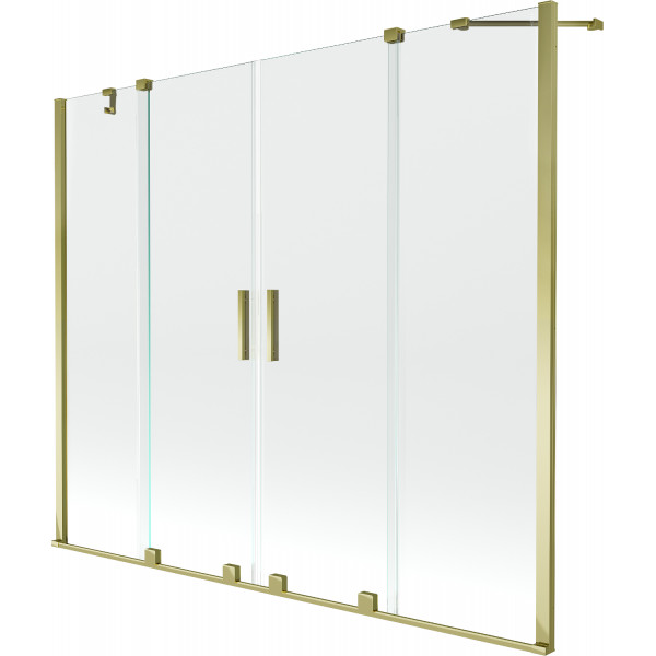 Mexen Velar Duo Kádparaván 2 részes  csúszó 200 x 150 cm,  átlátszó nano, arany - 896-200-000-02-50 Kádparaván