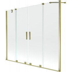 Mexen Velar Duo Kádparaván 2 részes  csúszó 200 x 150 cm,  átlátszó nano, arany - 896-200-000-02-50 Kádparaván Fürdökád Mexen