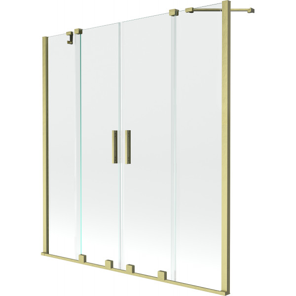 Mexen Velar Duo Kádparaván 2 részes  csúszó 140 x 150 cm,  átlátszó nano, arany s csiszolt- 896-140-000-02-55 Kádparaván