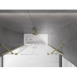 Mexen Velar Duo Kádparaván 2 részes  csúszó 140 x 150 cm,  átlátszó nano, arany s csiszolt- 896-140-000-02-55 Kádparaván