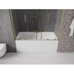 Mexen Velar Duo Kádparaván 2 részes  csúszó 140 x 150 cm,  átlátszó nano, arany s csiszolt- 896-140-000-02-55 Kádparaván