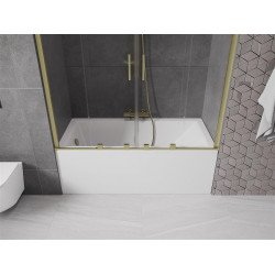 Mexen Velar Duo Kádparaván 2 részes  csúszó 140 x 150 cm,  átlátszó nano, arany s csiszolt- 896-140-000-02-55 Kádparaván