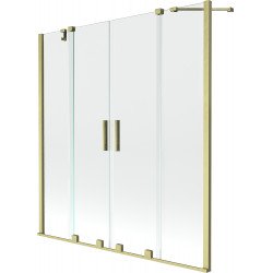 Mexen Velar Duo Kádparaván 2 részes  csúszó 140 x 150 cm,  átlátszó nano, arany s csiszolt- 896-140-000-02-55 Kádparaván Fürdökád Mexen