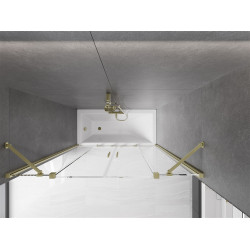 Mexen Velar Duo Kádparaván 2 részes  csúszó 150 x 150 cm,  átlátszó nano, arany s csiszolt- 896-150-000-02-55 Kádparaván