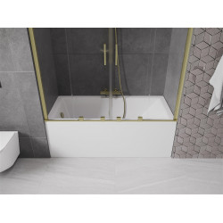 Mexen Velar Duo Kádparaván 2 részes  csúszó 150 x 150 cm,  átlátszó nano, arany s csiszolt- 896-150-000-02-55 Kádparaván
