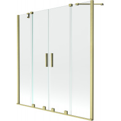 Mexen Velar Duo Kádparaván 2 részes  csúszó 160 x 150 cm,  átlátszó nano, arany s csiszolt- 896-160-000-02-55 Kádparaván Fürdökád Mexen