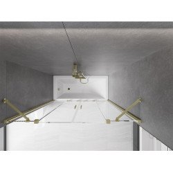 Mexen Velar Duo Kádparaván 2 részes  csúszó 160 x 150 cm,  átlátszó nano, arany s csiszolt- 896-160-000-02-55 Kádparaván