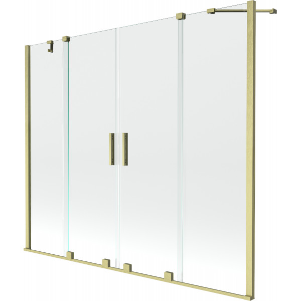 Mexen Velar Duo Kádparaván 2 részes  csúszó 170 x 150 cm,  átlátszó nano, arany s csiszolt- 896-170-000-02-55 Kádparaván