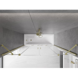 Mexen Velar Duo Kádparaván 2 részes  csúszó 170 x 150 cm,  átlátszó nano, arany s csiszolt- 896-170-000-02-55 Kádparaván