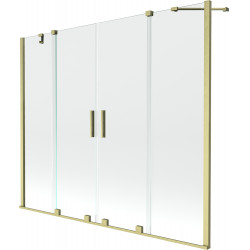 Mexen Velar Duo Kádparaván 2 részes  csúszó 170 x 150 cm,  átlátszó nano, arany s csiszolt- 896-170-000-02-55 Kádparaván Fürdökád Mexen