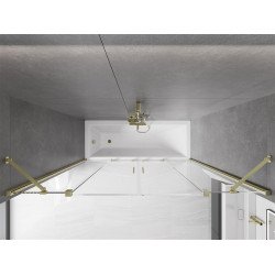 Mexen Velar Duo Kádparaván 2 részes  csúszó 170 x 150 cm,  átlátszó nano, arany s csiszolt- 896-170-000-02-55 Kádparaván