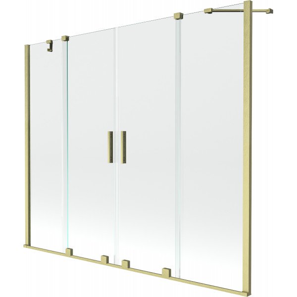 Mexen Velar Duo Kádparaván 2 részes  csúszó 180 x 150 cm,  átlátszó nano, arany s csiszolt- 896-180-000-02-55 Kádparaván