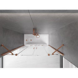Mexen Velar Duo Kádparaván 2 részes  csúszó 140 x 150 cm,  átlátszó nano, rózsa arany - 896-140-000-02-60 Kádparaván