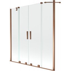 Mexen Velar Duo Kádparaván 2 részes  csúszó 140 x 150 cm,  átlátszó nano, rózsa arany - 896-140-000-02-60 Kádparaván Fürdökád Mexen