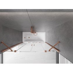 Mexen Velar Duo Kádparaván 2 részes  csúszó 140 x 150 cm,  átlátszó nano, rózsa arany - 896-140-000-02-60 Kádparaván