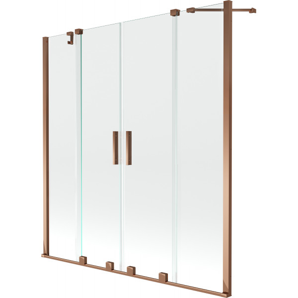 Mexen Velar Duo Kádparaván 2 részes  csúszó 150 x 150 cm,  átlátszó nano, rózsa arany - 896-150-000-02-60 Kádparaván