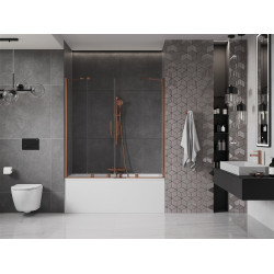Mexen Velar Duo Kádparaván 2 részes  csúszó 150 x 150 cm,  átlátszó nano, rózsa arany - 896-150-000-02-60 Kádparaván Fürdökád Mexen