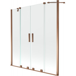 Mexen Velar Duo Kádparaván 2 részes  csúszó 150 x 150 cm,  átlátszó nano, rózsa arany - 896-150-000-02-60 Kádparaván Fürdökád Mexen