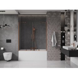 Mexen Velar Duo Kádparaván 2 részes  csúszó 160 x 150 cm,  átlátszó nano, rózsa arany - 896-160-000-02-60 Kádparaván
