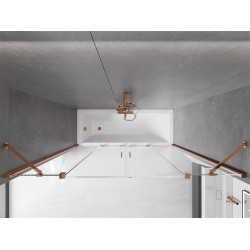 Mexen Velar Duo Kádparaván 2 részes  csúszó 170 x 150 cm,  átlátszó nano, rózsa arany - 896-170-000-02-60 Kádparaván