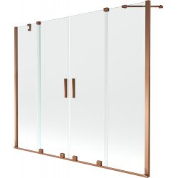 Mexen Velar Duo Kádparaván 2 részes  csúszó 170 x 150 cm,  átlátszó nano, rózsa arany - 896-170-000-02-60 Kádparaván Fürdökád Mexen