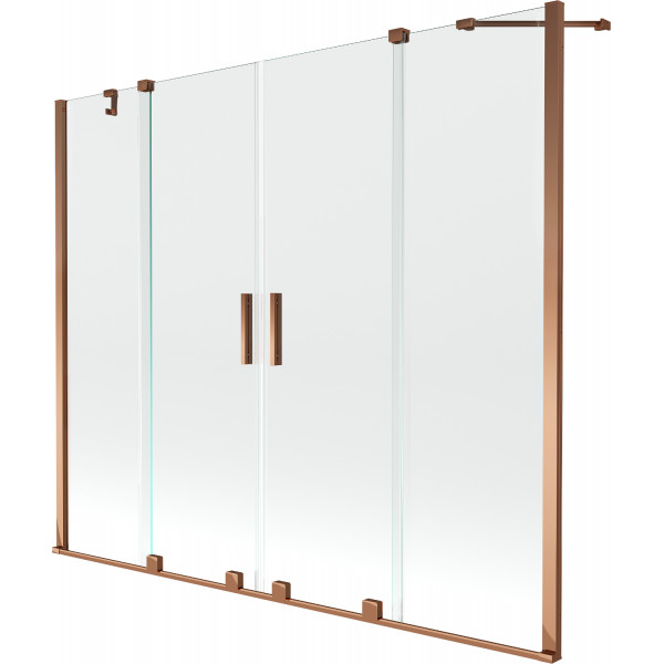 Mexen Velar Duo Kádparaván 2 részes  csúszó 180 x 150 cm,  átlátszó nano, rózsa arany - 896-180-000-02-60 Kádparaván