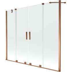 Mexen Velar Duo Kádparaván 2 részes  csúszó 180 x 150 cm,  átlátszó nano, rózsa arany - 896-180-000-02-60 Kádparaván Fürdökád Mexen