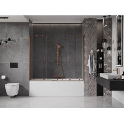 Mexen Velar Duo Kádparaván 2 részes  csúszó 180 x 150 cm,  átlátszó nano, rózsa arany - 896-180-000-02-60 Kádparaván