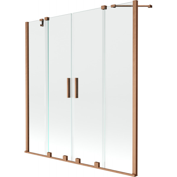 Mexen Velar Duo Kádparaván 2 részes  csúszó 140 x 150 cm,  átlátszó nano, réz csiszolt- 896-140-000-02-65 Kádparaván