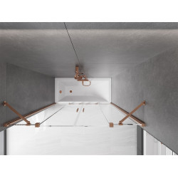 Mexen Velar Duo Kádparaván 2 részes  csúszó 140 x 150 cm,  átlátszó nano, réz csiszolt- 896-140-000-02-65 Kádparaván