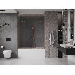 Mexen Velar Duo Kádparaván 2 részes  csúszó 140 x 150 cm,  átlátszó nano, réz csiszolt- 896-140-000-02-65 Kádparaván