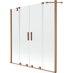 Mexen Velar Duo Kádparaván 2 részes  csúszó 150 x 150 cm,  átlátszó nano, réz csiszolt- 896-150-000-02-65 Kádparaván Fürdökád Mexen