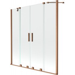 Mexen Velar Duo Kádparaván 2 részes  csúszó 150 x 150 cm,  átlátszó nano, réz csiszolt- 896-150-000-02-65 Kádparaván Fürdökád Mexen