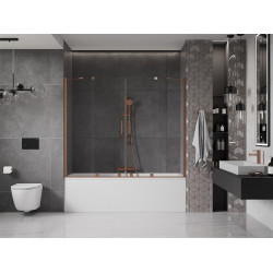 Mexen Velar Duo Kádparaván 2 részes  csúszó 180 x 150 cm,  átlátszó nano, réz csiszolt- 896-180-000-02-65 Kádparaván Fürdökád Mexen