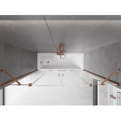 Mexen Velar Duo Kádparaván 2 részes  csúszó 180 x 150 cm,  átlátszó nano, réz csiszolt- 896-180-000-02-65 Kádparaván