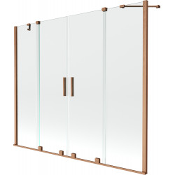 Mexen Velar Duo Kádparaván 2 részes  csúszó 180 x 150 cm,  átlátszó nano, réz csiszolt- 896-180-000-02-65 Kádparaván Fürdökád Mexen