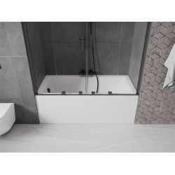 Mexen Velar Duo Kádparaván 2 részes  csúszó 140 x 150 cm,  átlátszó nano, gun gray s csiszolt- 896-140-000-02-66 Kádparaván