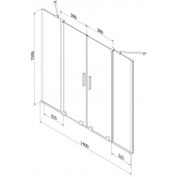 Mexen Velar Duo Kádparaván 2 részes  csúszó 140 x 150 cm,  átlátszó nano, gun gray s csiszolt- 896-140-000-02-66 Kádparaván