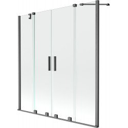Mexen Velar Duo Kádparaván 2 részes  csúszó 140 x 150 cm,  átlátszó nano, gun gray s csiszolt- 896-140-000-02-66 Kádparaván Fürdökád Mexen