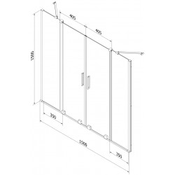 Mexen Velar Duo Kádparaván 2 részes  csúszó 150 x 150 cm,  átlátszó nano, gun gray s csiszolt- 896-150-000-02-66 Kádparaván