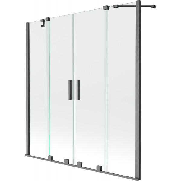 Mexen Velar Duo Kádparaván 2 részes  csúszó 160 x 150 cm,  átlátszó nano, gun gray s csiszolt- 896-160-000-02-66 Kádparaván